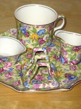 Grimwades Sweet Pea Chintz Breakfast Set Rare Royal Winton w Toast Rack